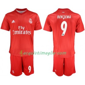 Divisa di Calcio Real Madrid Benzema 9 Bambino Terza 2018/2019